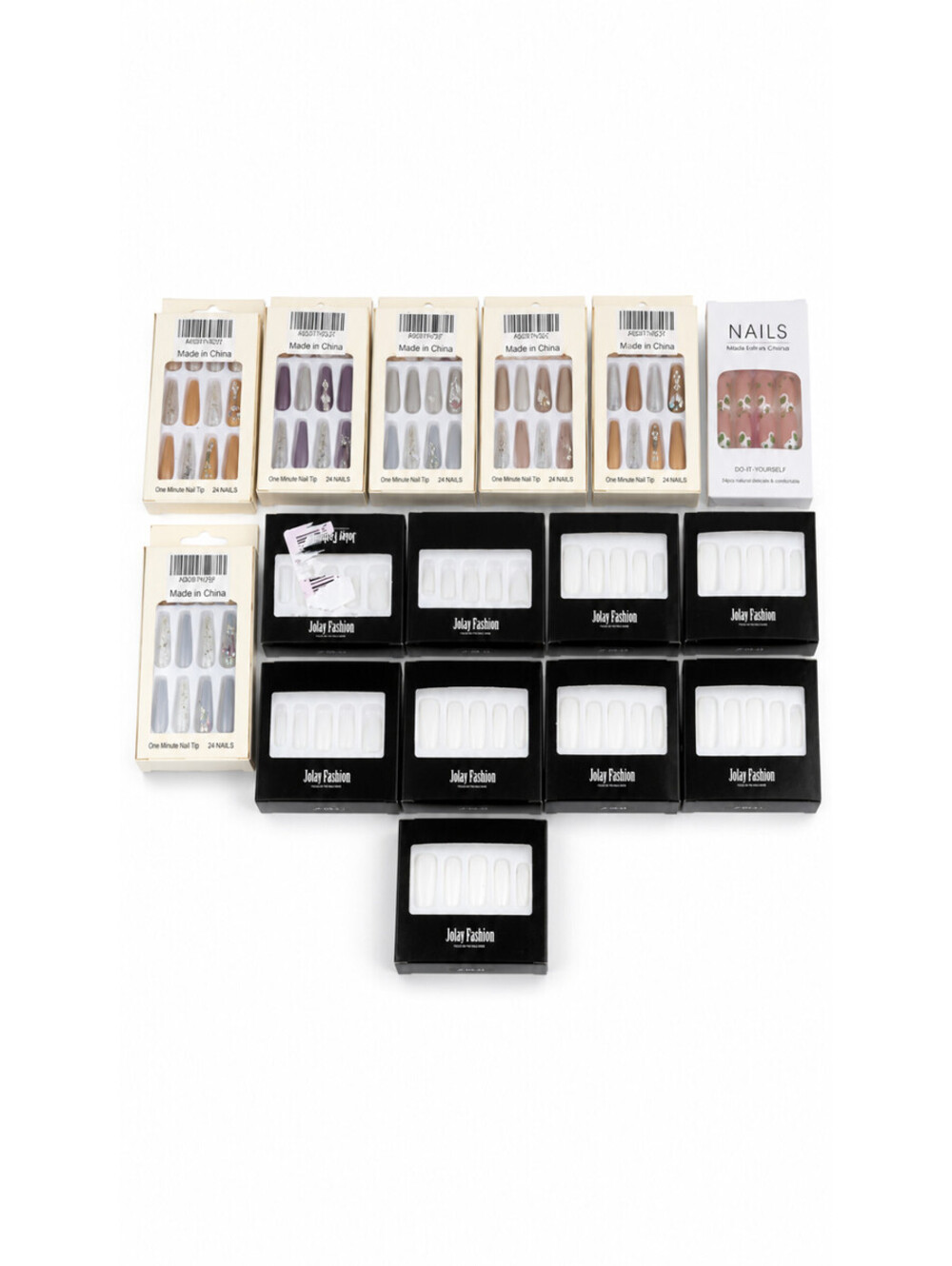 Mixed Lot of Fake Nails Press On Long Artificial False Stick-on Nails Assorted